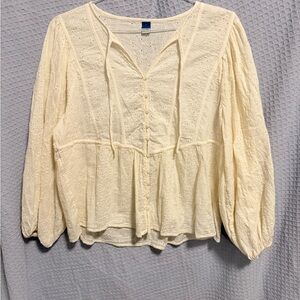 Old Navy Cream Blouse with Textured Design